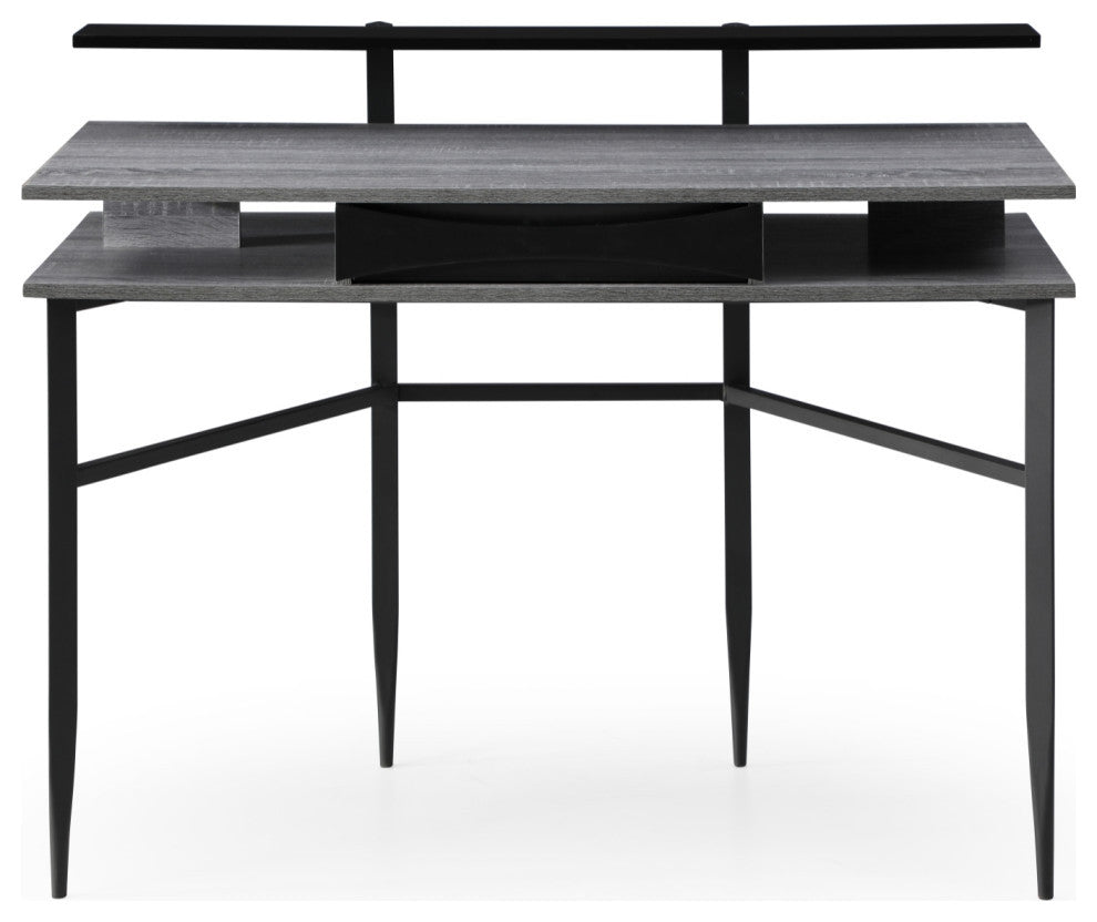 Loft Lyfe Nechama Desk, 1 Storage Drawer, Gray/Black 43.3Lx22.8Wx34.8H