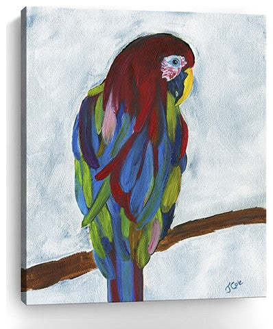 Small Bright and Tropical Parrot Canvas Wall Art