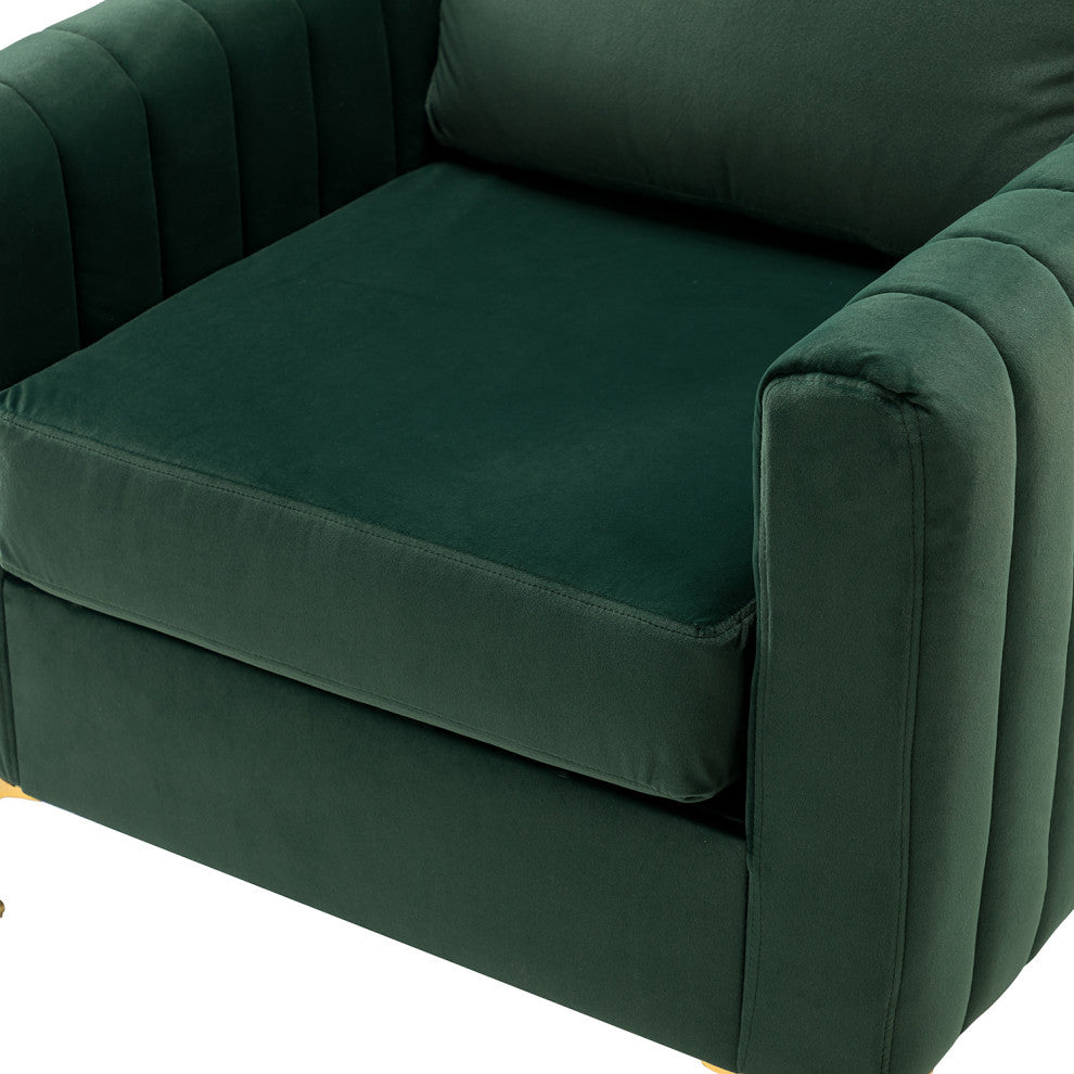 Contemporary Style Club Chair With Arms, Set of 2, Green