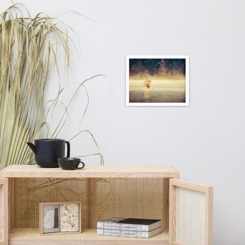 Golden Mist on Waples Pond Framed Photo Paper Wall Art Prints, White, 11" X 14"