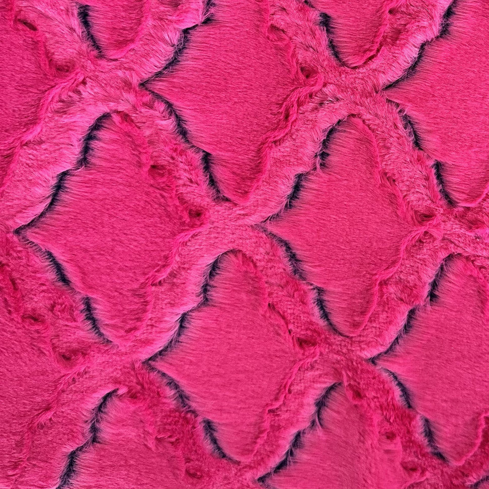 Plutus Fuchsia Purple Diamond Faux Fur Throw Pillow, 20" x 36" King