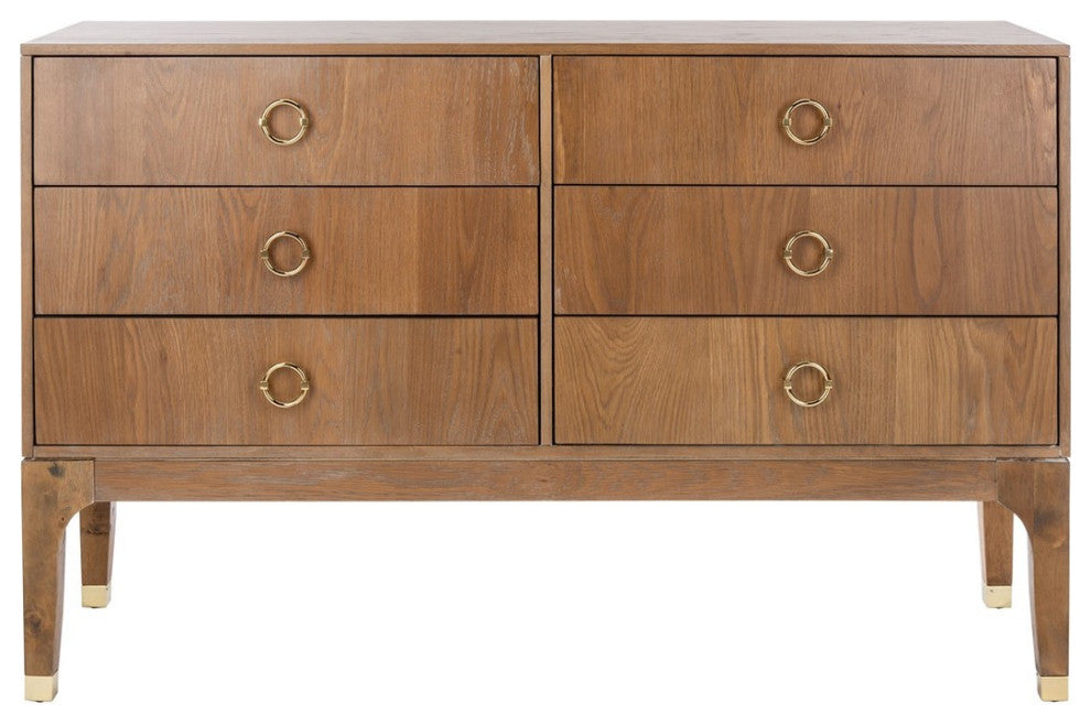 Safavieh Couture Lorna 6 Drawer Contemporary Dresser, Rustic Oak
