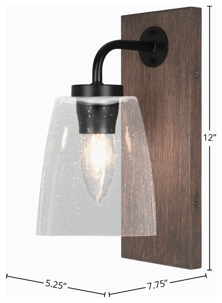 Oxbridge Wall Sconce, Matte Black & Painted Distressed Metal, 4.5" Clear Bubble