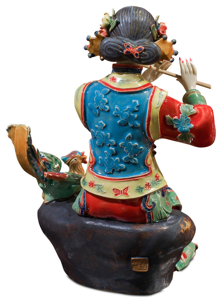 Chinese Porcelain Figurine, Shi Wan Lady with Flute