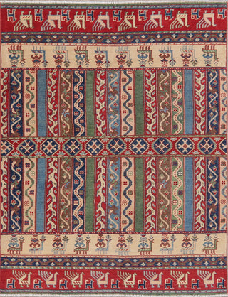 Oriental Traditional Kazak Pakistani Hand-Knotted Area Rug, Multi, 6'9"X5'3"