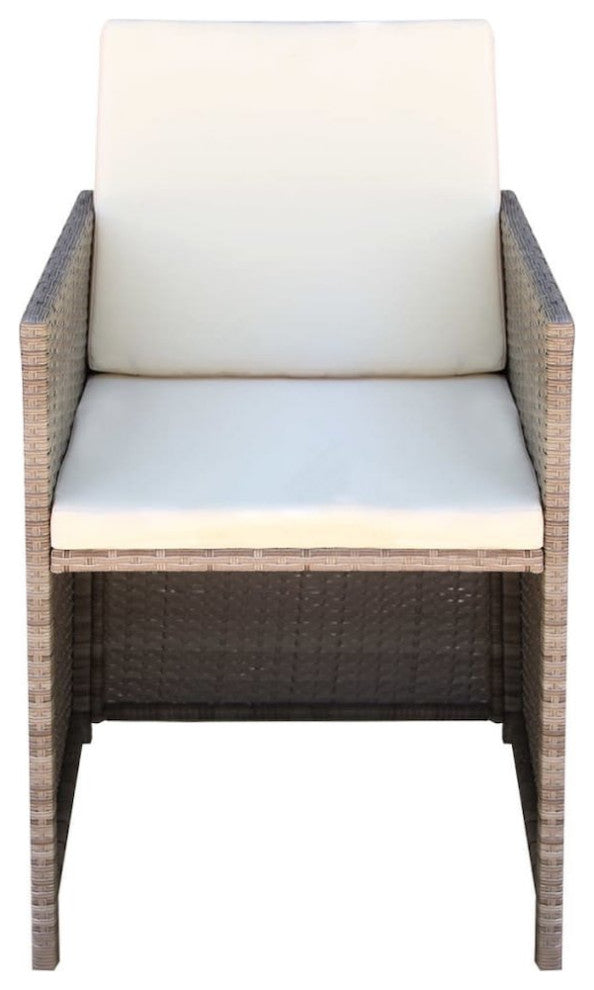 Patio Chairs 2 pcs with Cushions and Pillows Poly Rattan Beige