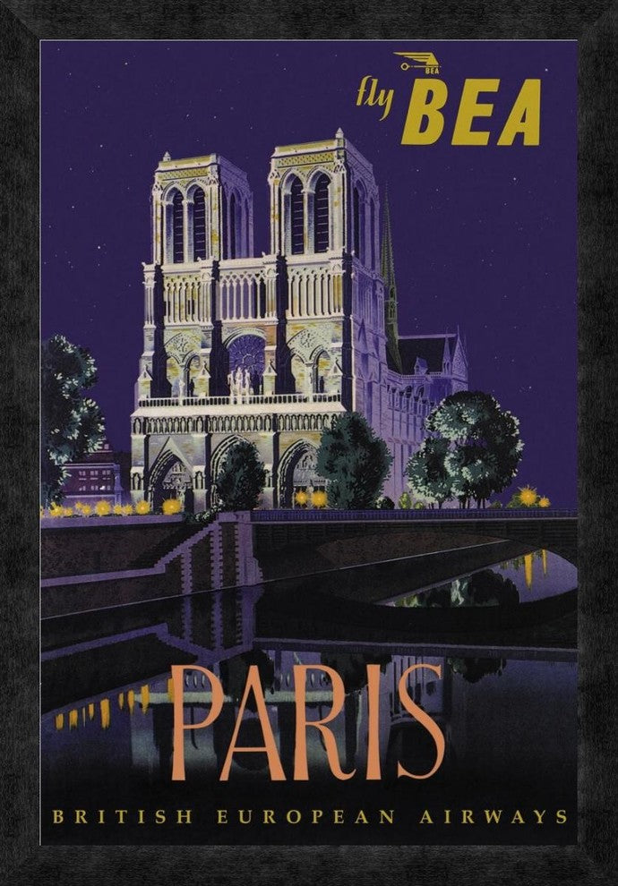 "Fly BEA Paris" Framed Canvas Giclee by Daphne Padden, 18"x26"