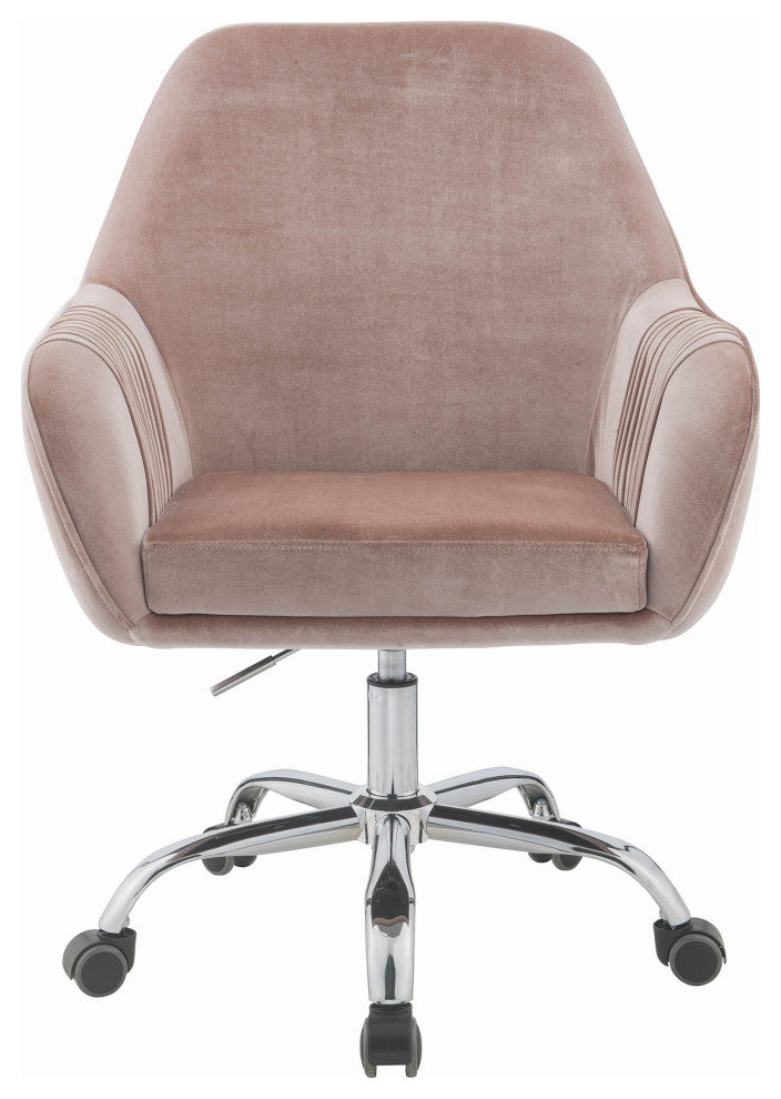 Stylish Mauve Rose Velvet Office Desk Chair on Wheels