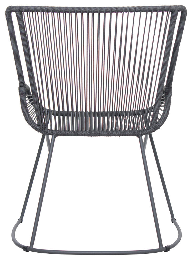 Dane Dining Armchair, Set of 2, Dark Gray Frame, Dark Pebble Weave