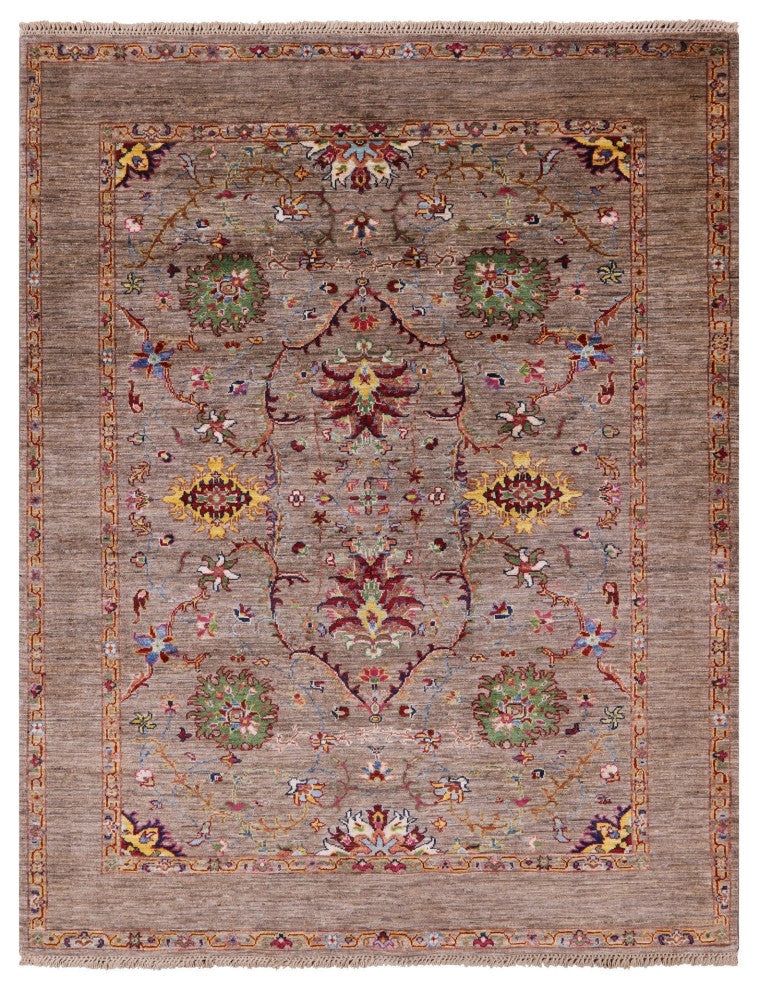 5' 1" X 6' 6" Hand Knotted Persian Tabriz Wool Rug Q7683