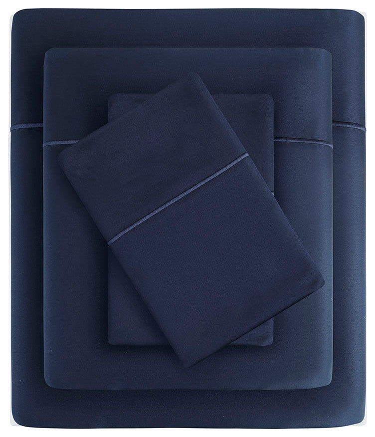 Beautyrest 600 Thread Count Cooling 4-Piece Sheet Set, Navy Blue, Split King