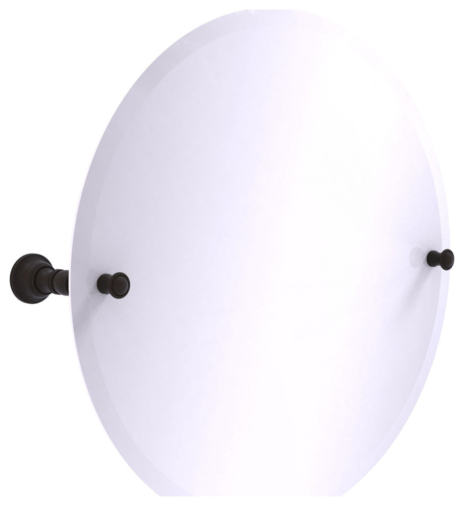 Carolina Frameless Round Tilt Mirror with Beveled Edge, Oil Rubbed Bronze