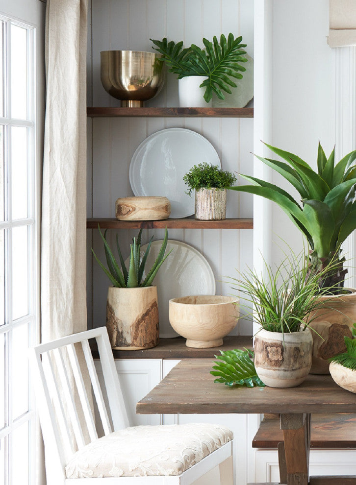 Serene Spaces Living Faux Agave Plant in Black Pot, 29"