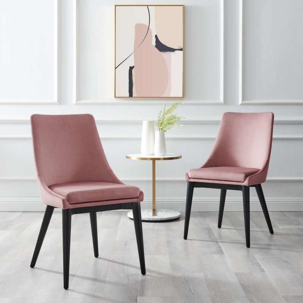 Viscount Accent Performance Velvet Dining Chairs, Set of 2, Dusty Rose