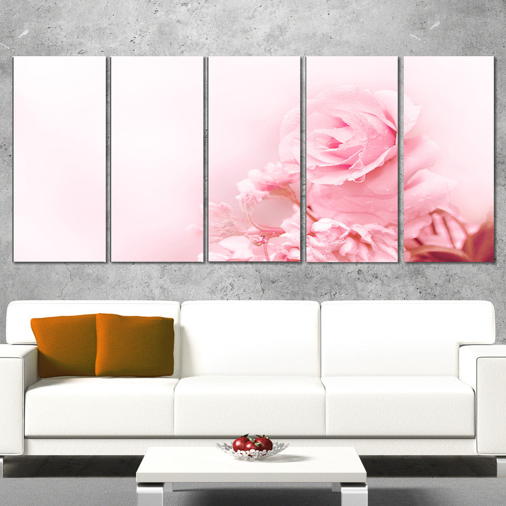Beautiful Rose In Magic Light, Portrait Canvas Art Print, 60"x28", 5 Panels
