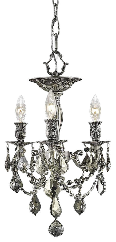 Elegant Rosalia Flush Mount, Pewter Finish With Royal Cut Crystal