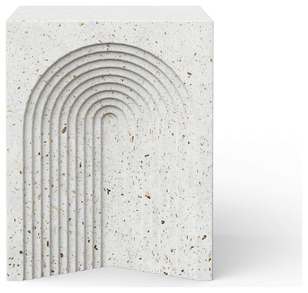 Orion Ivory Terrazzo Concrete Made Outdoor Stool