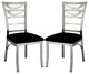 Set of 2 Microfiber and Metal Dining Side Chairs, Silver and Black Finish
