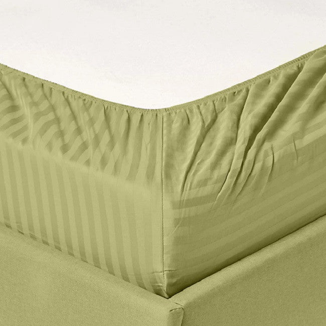 600 Thread Count 100% Cotton Stripe Sheet Set, Sage, California King