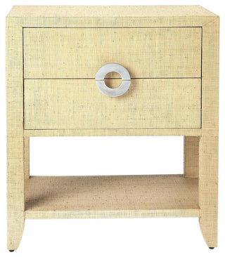 Cream Raffia End Table with Storage