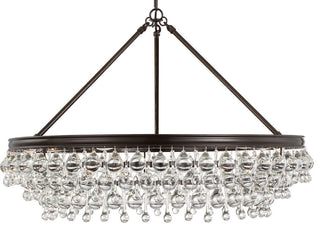 Crystorama Calypso 6-Light Crystal Teardrop Bronze Chandelier, 30"x30"x20"