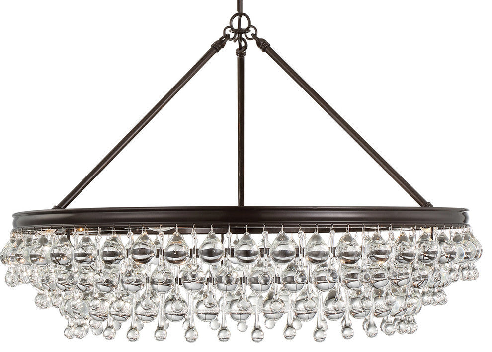 Crystorama Calypso 6-Light Crystal Teardrop Bronze Chandelier, 30"x30"x20"
