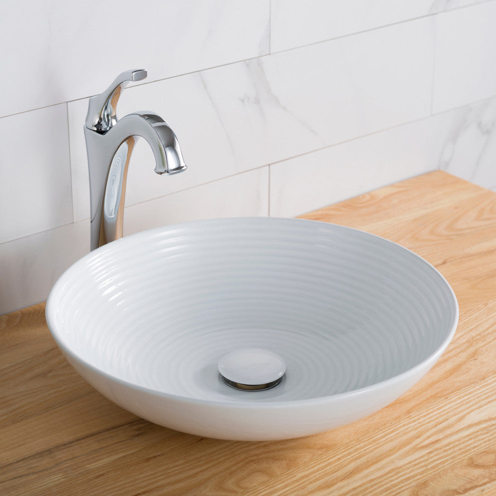 Viva Ceramic Round Vessel Bathroom Sink, White