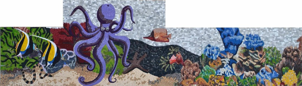 Nautical mosaic, Ocean Life, 109"x31"