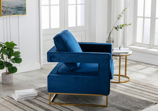 Adadon Velvet Upholstered Armchair - Navy Blue