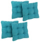 19" Squared Microsuede Tufted Dining Chair Cushion, Set of 4, Aqua Blue
