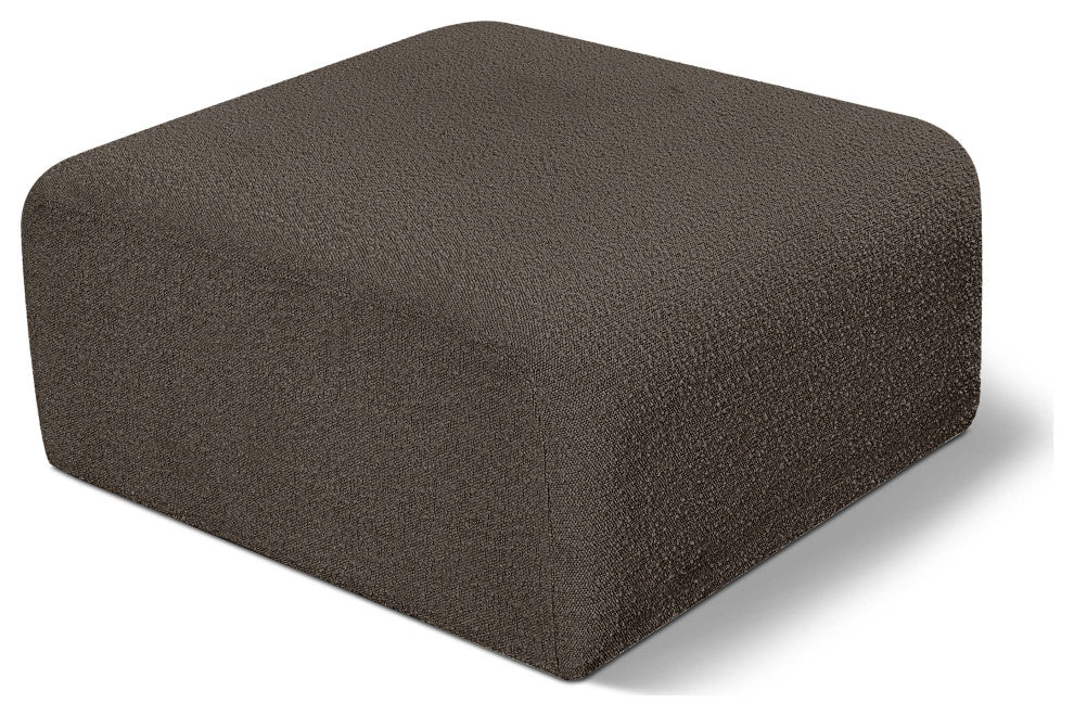Arc Upholstered Modular Component, Brown, 1-Piece: Ottoman, Boucle Fabric