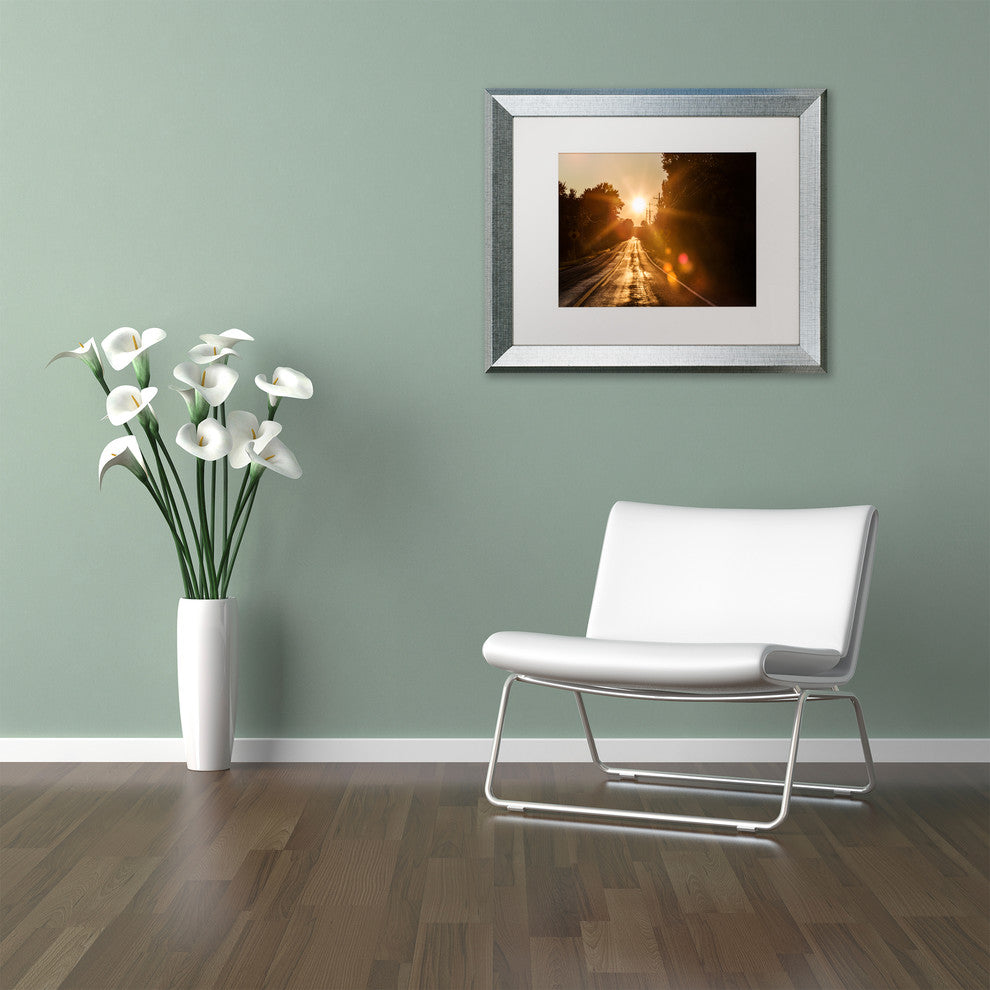 Jason Shaffer 'Sun Soaked Road', Silver Frame, White Mat, 14x11