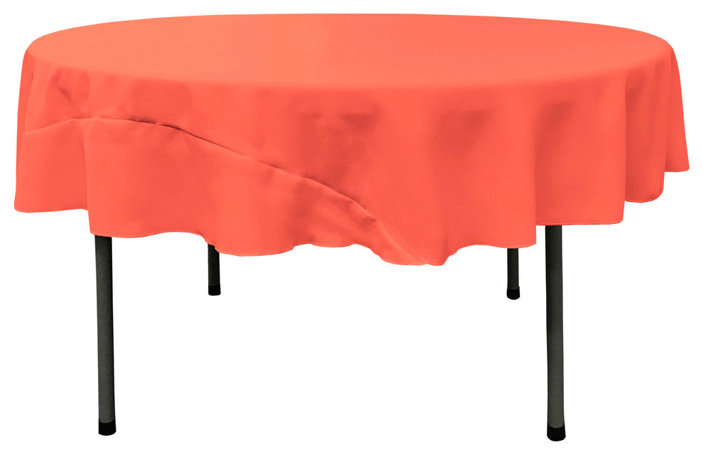 LA Linen Round Polyester Poplin, Coral, 72" Round