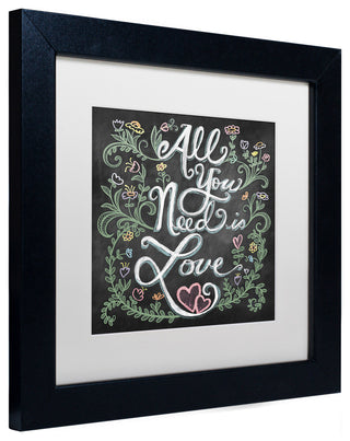 Elizabeth Caldwell 'All You Need is Love' Art, Black Frame, White Mat, 11x11