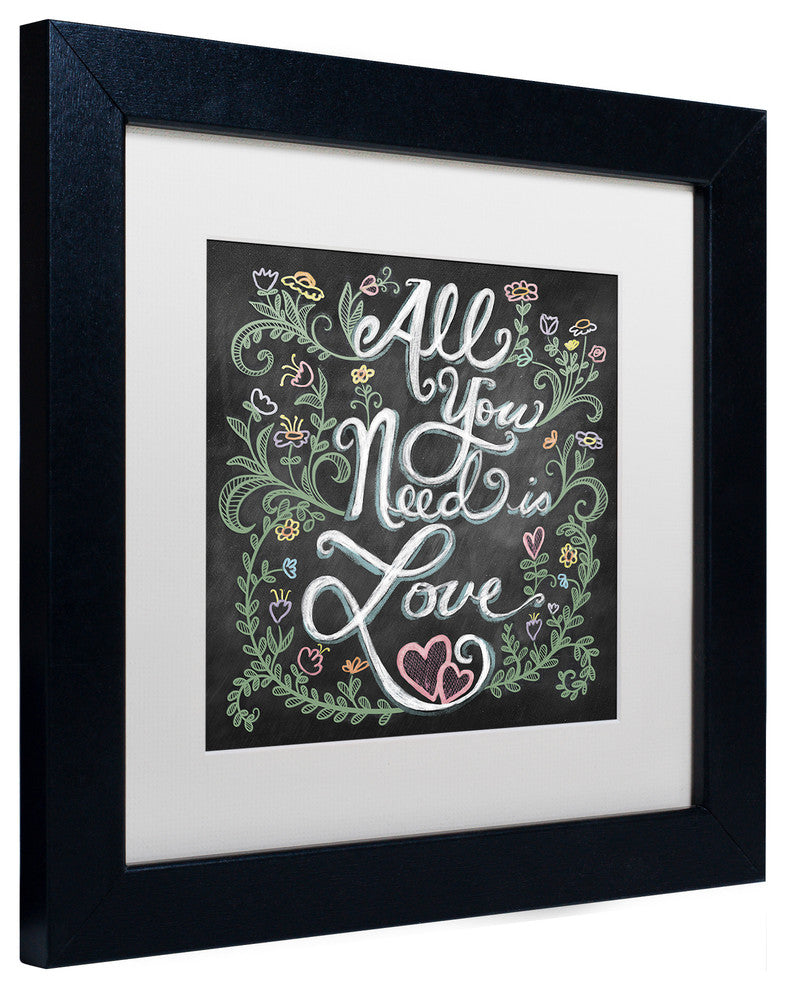 Elizabeth Caldwell 'All You Need is Love' Art, Black Frame, White Mat, 11x11
