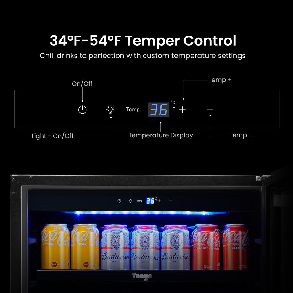 Yeego24" Refrigerators Beverage Cooler Cellar Cooling 180 Cans  Built- in