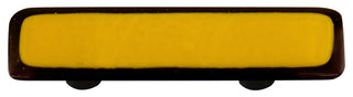 Art Glass Rectangle Bordered Pull, Black Post, Black Border Sunflower Yellow