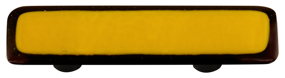 Art Glass Rectangle Bordered Pull, Black Post, Black Border Sunflower Yellow
