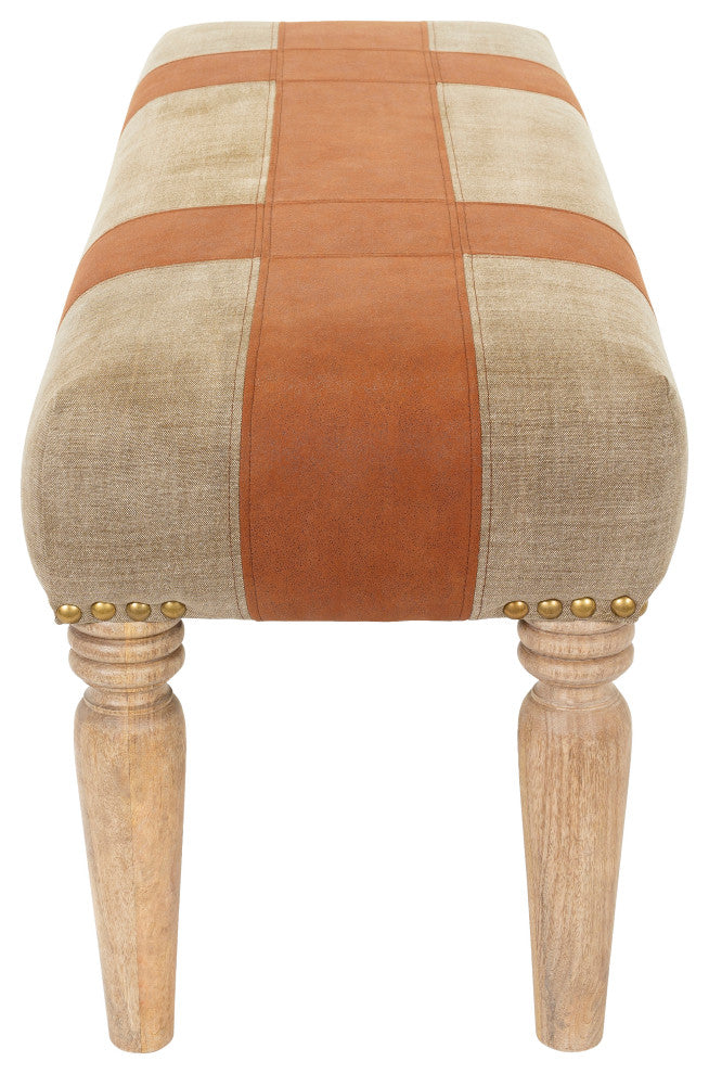 Surya Sacsha Brown Upholstered Bench 19"H X 47"W X 16"D