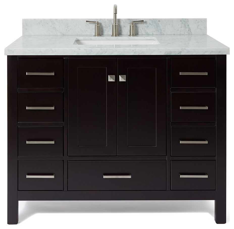 Cambridge 43" Bath Vanity With Marble Top With White Basin