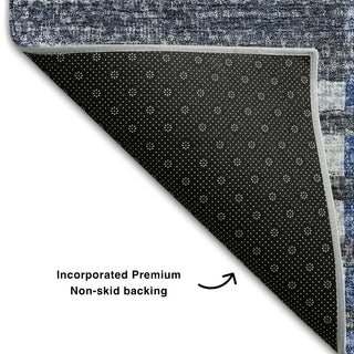Premium Machine Washable Mayfield AMF687 Blue 2'3" x 7'6" Runner Rug