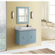 31" Single Wall Mount Vanity, Aqua Blue Finish With Gray Granite Top