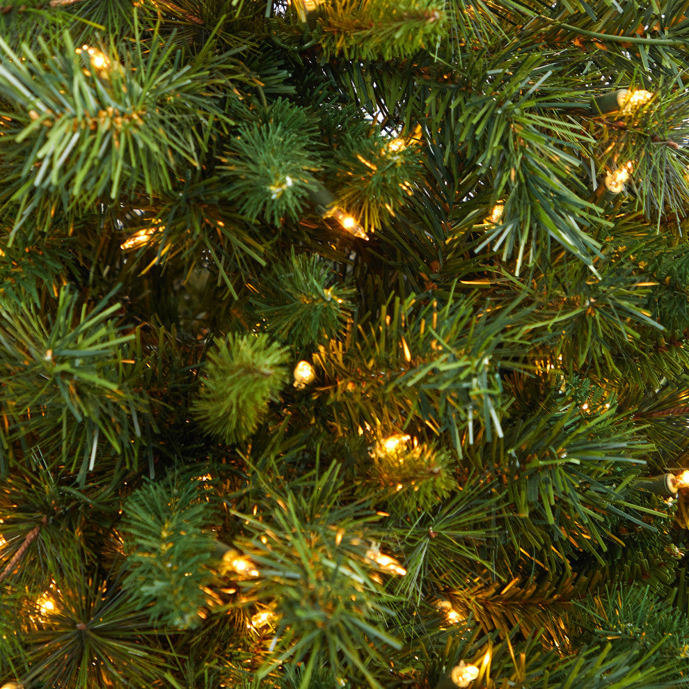 4.5' Wyoming Mixed Pine Faux Xmas Tree W/Lights & Bendable Branches, Planter