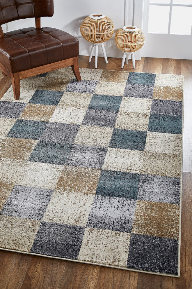 Avalon Checkered Area Rug, Ivory, 3'3 X 5'3