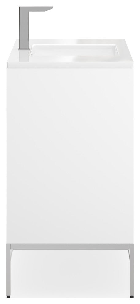 The Lancado Bathroom Vanity, White, 40", Single Sink, Freestanding