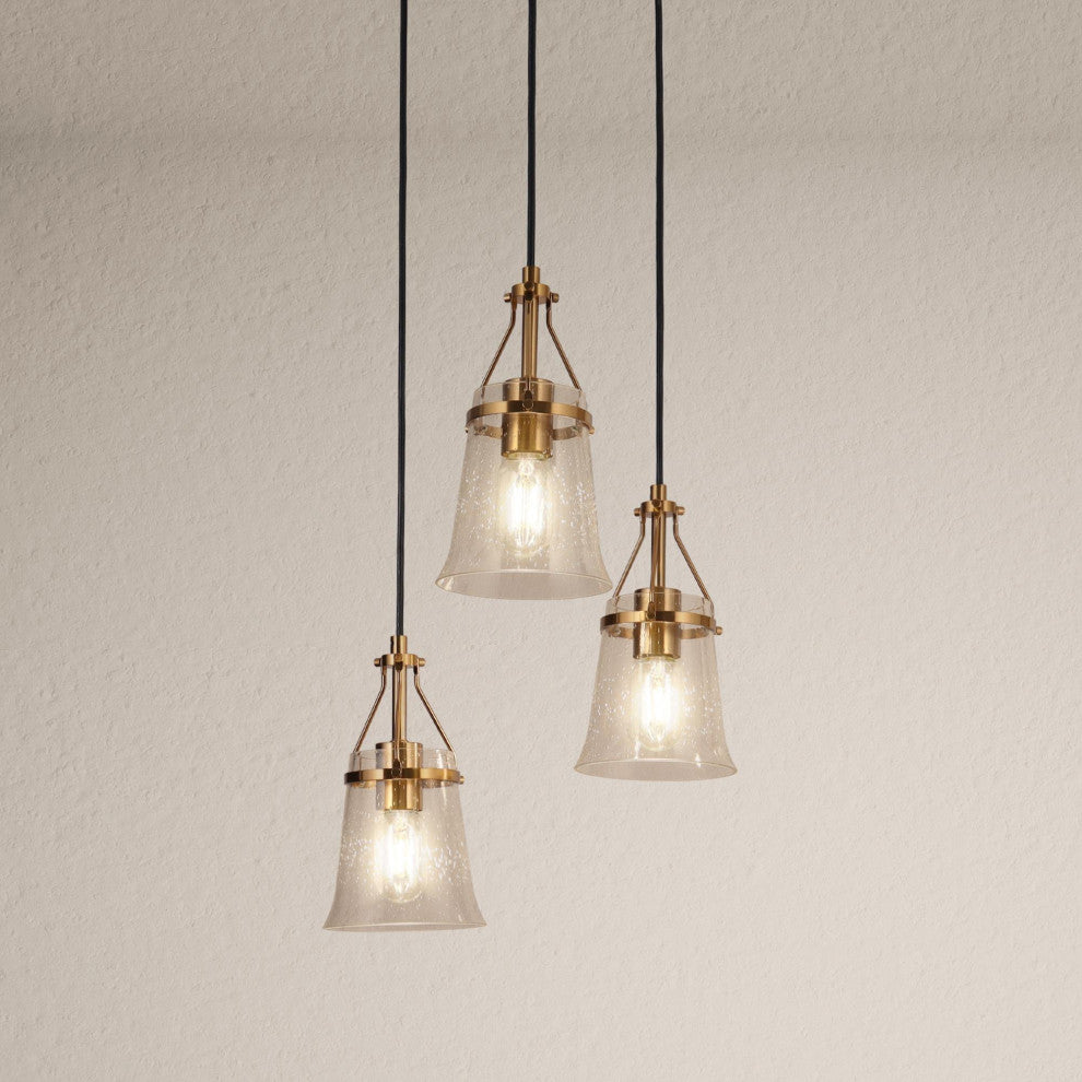 LNC 3-Light Matte Black and Polished Gold Linear Modern LED Chandelier