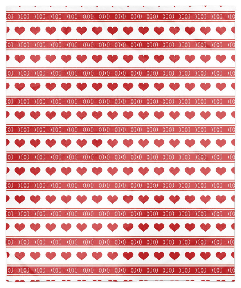 XOXO Heart Stripes 50x60 Sherpa Fleece Blanket