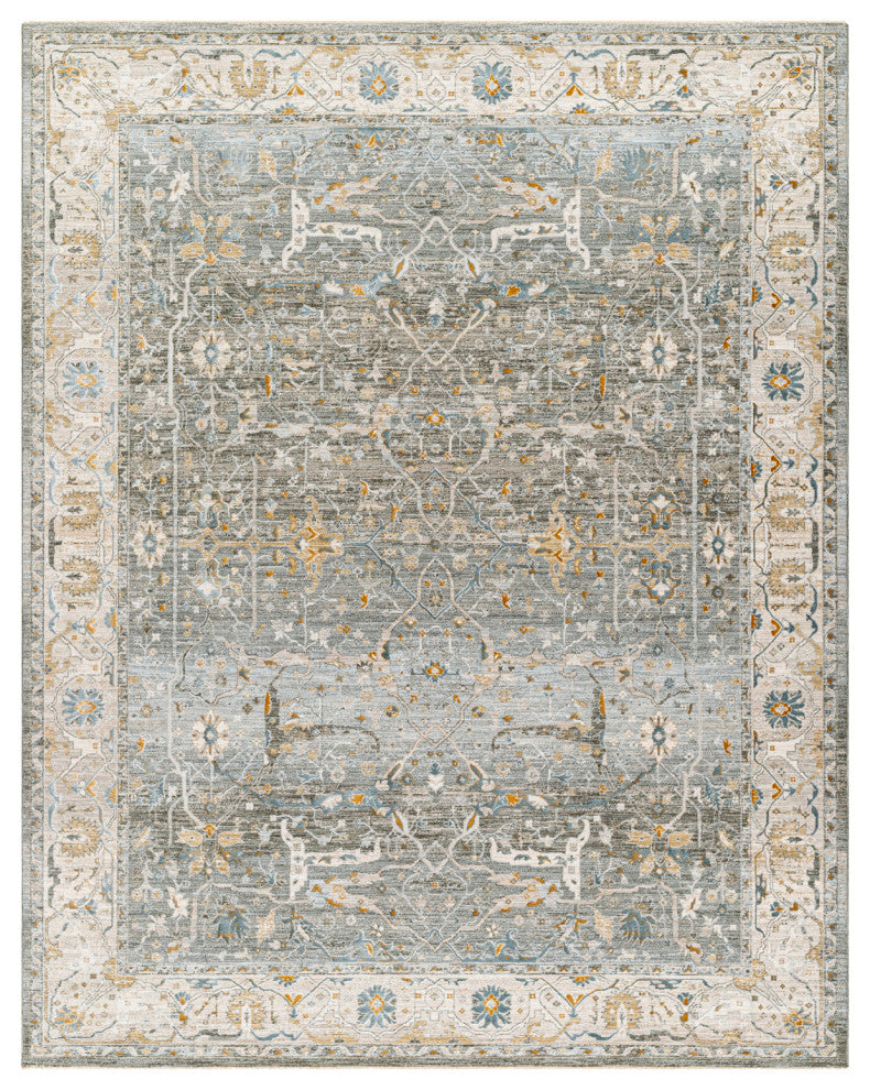 Surya Dresden DRE-2309 Machine Woven Area Rug, Dusty Sage, Taupe, Off-White, Light Gray, Deep Teal, 9' X 12'2"