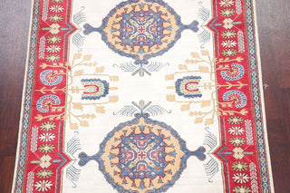 Hand-Knotted Traditional Kazak Pakistani Oriental Area Rug, Beige, 6'9"X5'0"