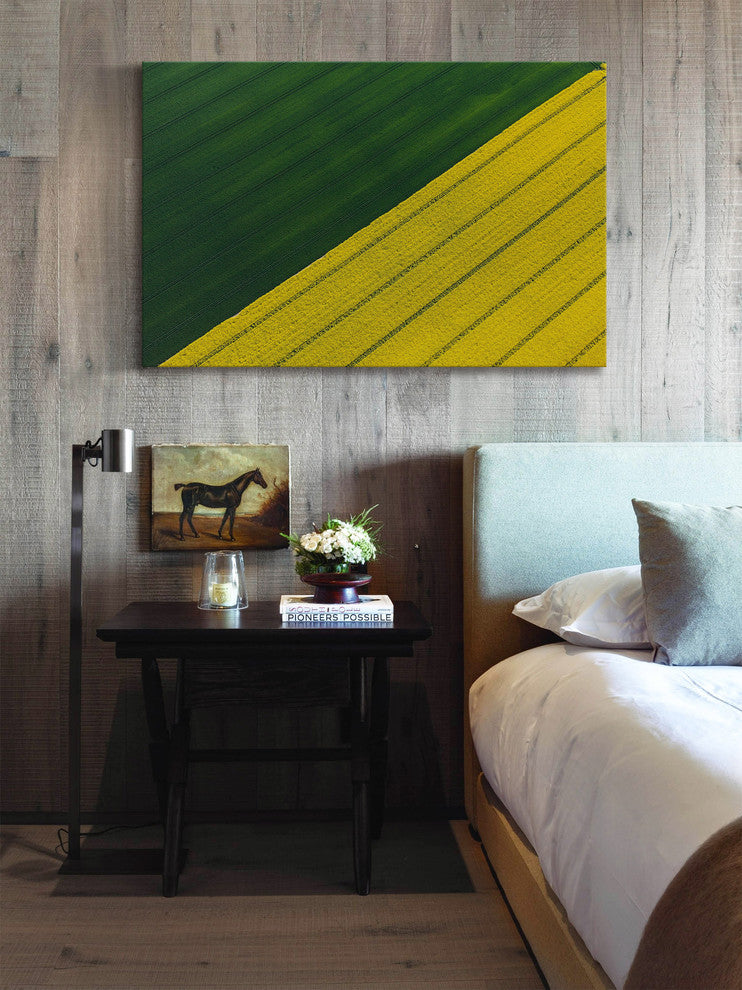 "Green and Yellow Crops" Painting Print on Wrapped Canvas